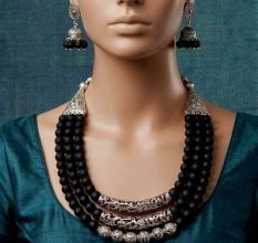 Handcrafted Boho Glass Bead Alloy Necklace